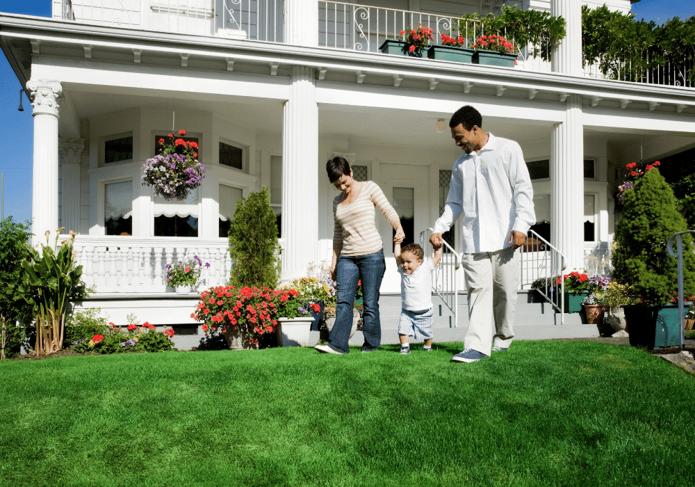 Clients enjoying landscaping of their yard